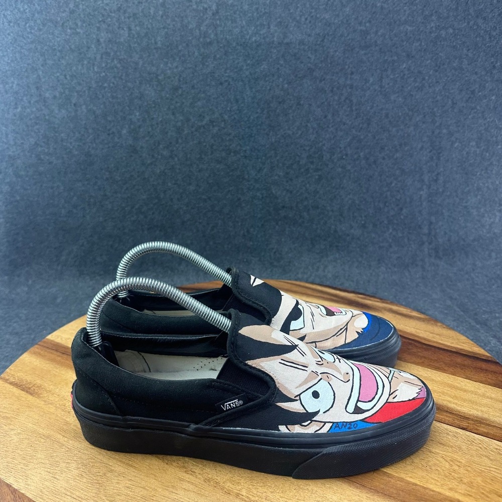 Vans Classic Slip-On Custom Painted Anime Luffy Goku Sneakers 8.5 Womens 7 Mens